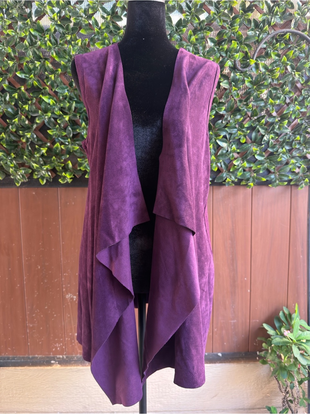 Calvin Klein Plum faux suede Draped Sleeveless Vest